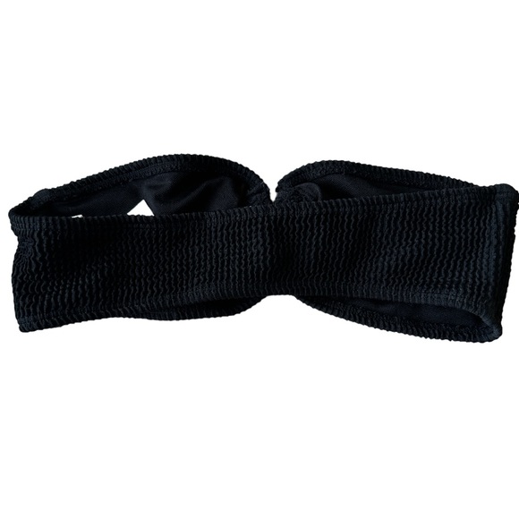 NASTY GAL Black Crinkle Ring Bandeau Bikini Top - Picture 2 of 3